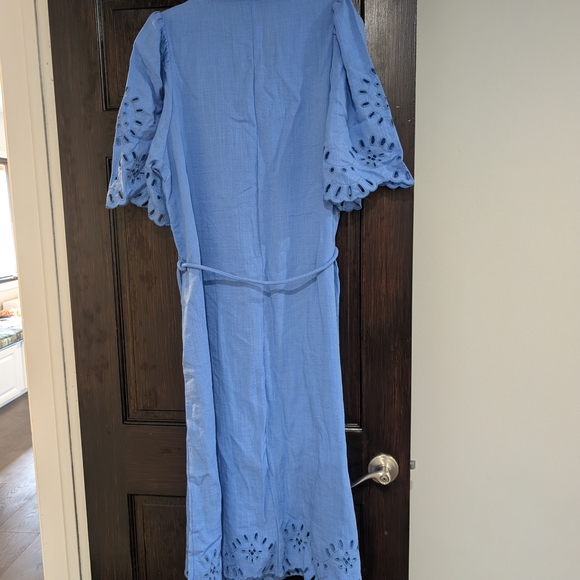 H&M Blue Midi Dress with Eyelet Sleeves - Picture 2 of 4